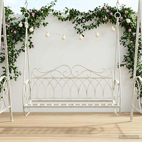 Schommelbank Staal 112 x 60 x 126,5 cm Antiek wit 1