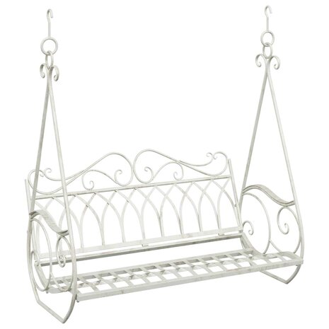 Schommelbank Staal 112 x 60 x 126,5 cm Antiek wit 2
