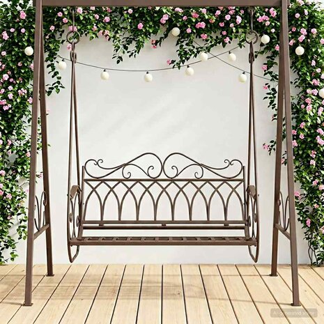 Schommelbank Staal 112 x 60 x 126,5 cm Antiek Bruin 1