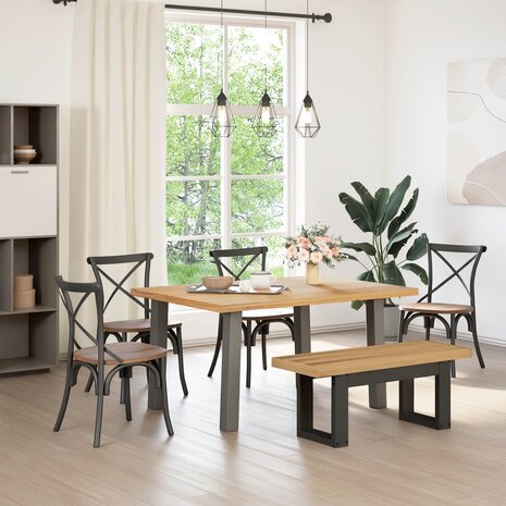 Eetbank NOAIN 120 x 41 x 45 cm Massief grenenhout Naturel 1