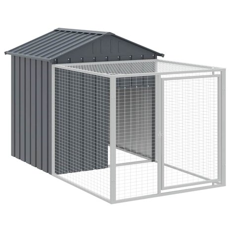 Kippenhok met ren antraciet 117x201x123 cm gegalvaniseerd staal 2