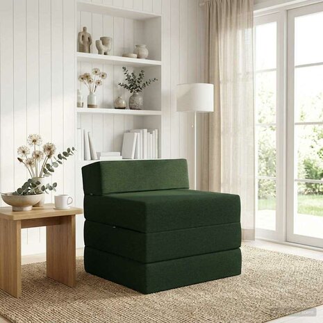 Vouwbare Bankbed Donkergroen 200 x 70 x 10 cm Stof 1