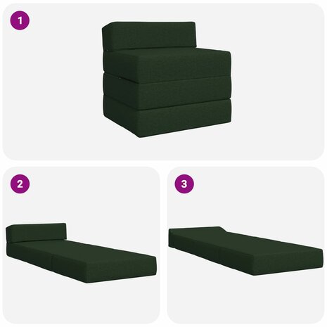 Vouwbare Bankbed Donkergroen 200 x 70 x 10 cm Stof 8