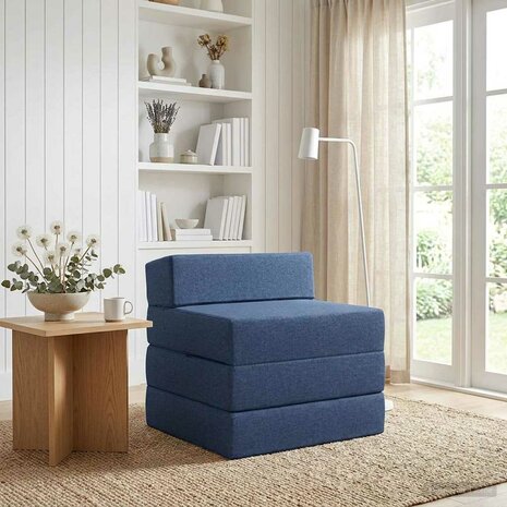 Vouwbare Bankbed Blauw 200 x 70 x 10 cm Stof 1