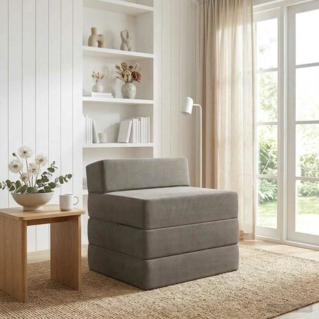 Vouwbare Bankbed Lichtgrijs 200 x 70 x 10 cm Katoen Stof 1