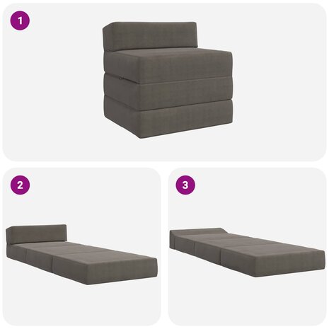 Vouwbare Bankbed Lichtgrijs 200 x 70 x 10 cm Katoen Stof 8
