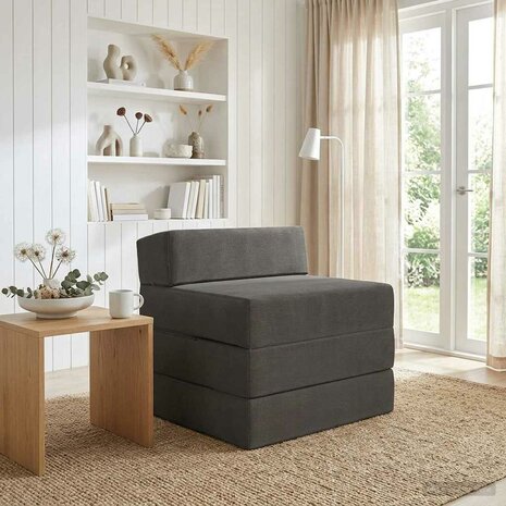 Vouwbare Bankbed Donkergrijs 200 x 70 x 10 cm Katoen Stof 1
