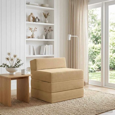 Vouwbare Bankbed Lichtgroen Grijs 200 x 70 x 10 cm Katoen Stof 1