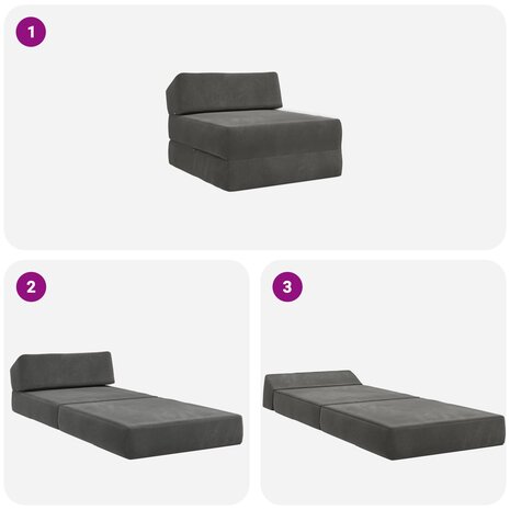 Vouwbare Bankbed Donkergrijs 60 x 70 x 41 cm Stof 8