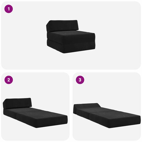 Vouwbare Bankbed Zwart 60 x 70 x 41 cm Stof 8