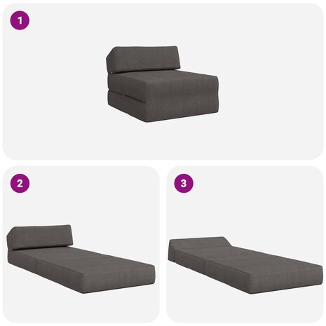 Vouwbare Bankbed Donkergrijs 60 x 70 x 41 cm Stof 8