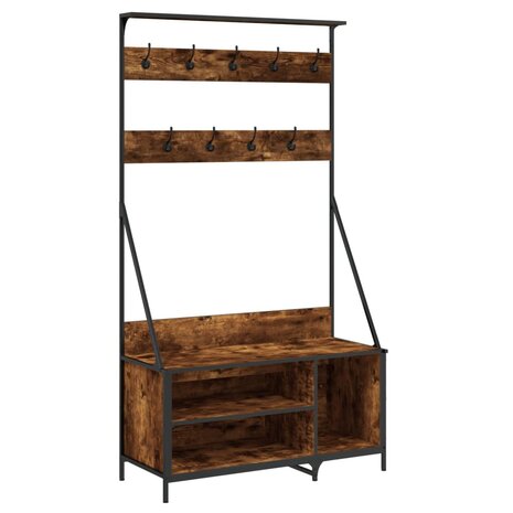 Kledingrek met schoenenrek 100x41x184 cm gerookt eikenkleurig 2