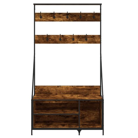 Kledingrek met schoenenrek 100x41x184 cm gerookt eikenkleurig 4