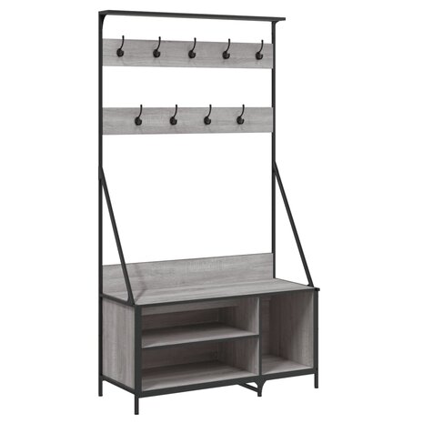 Kledingrek met schoenenrek 100x41x184 cm grijs sonoma 2