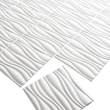 Wandpanelen 12 pcs Wit 50 x 50 cm Gevormde Natuurlijke Plantenvezel 3