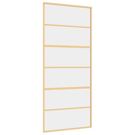 Schuifdeur 90x205 cm helder ESG-glas en aluminium goudkleurig 2