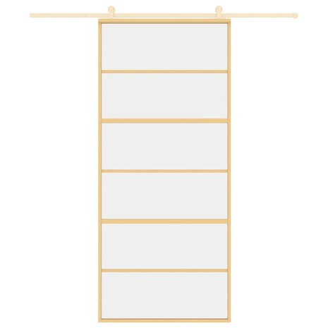 Schuifdeur 90x205 cm helder ESG-glas en aluminium goudkleurig 8
