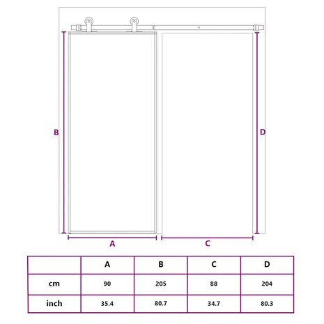 Schuifdeur 90x205 cm helder ESG-glas en aluminium goudkleurig 10