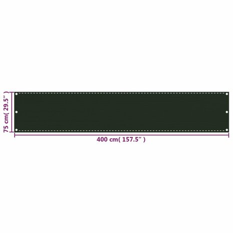 Balkonscherm 75x400 cm HDPE donkergroen 5