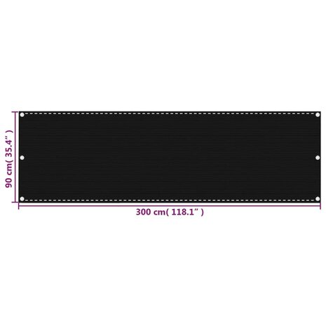 Balkonscherm 90x300 cm HDPE zwart 5
