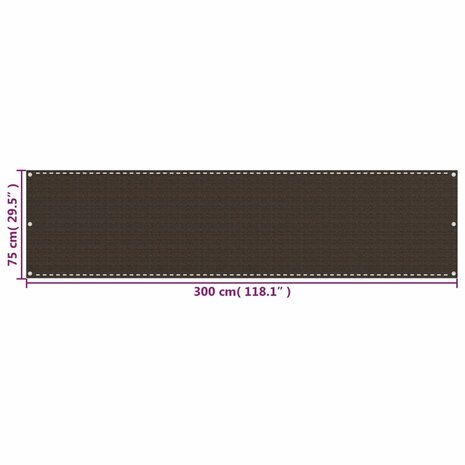 Balkonscherm 75x300 cm HDPE bruin 5