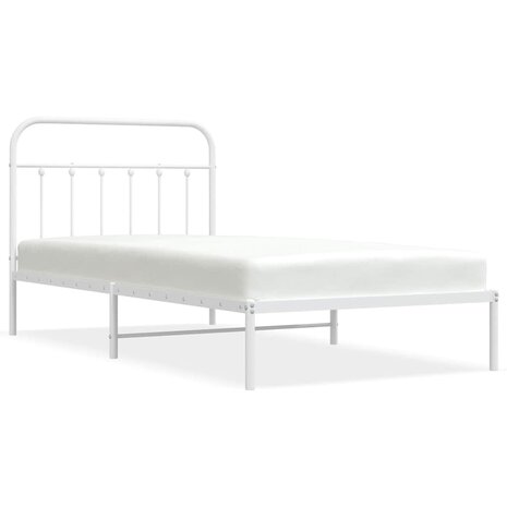 Bedframe met hoofdbord metaal wit 100x200 cm 2
