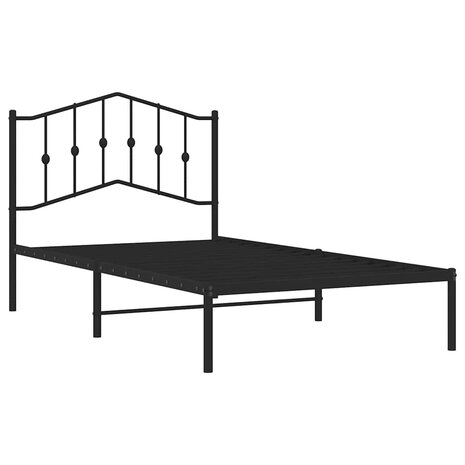 Bedframe met hoofdbord metaal zwart 100x190 cm 5
