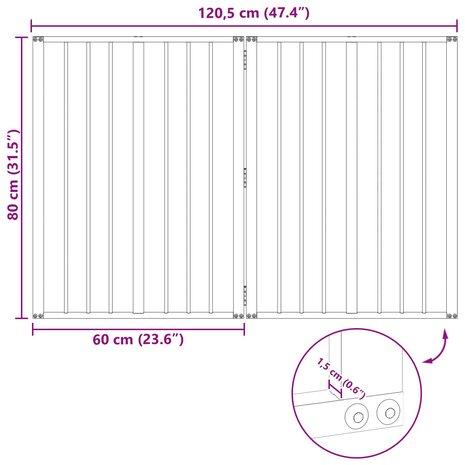 Hondenhek 2 pcs Zwart 60 x 80 cm Gegalvaniseerd staal 10