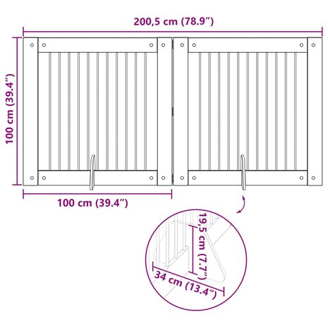 Hondenhekje met standaards 2 pcs Sonoma Eiken 100 x 100 cm 10