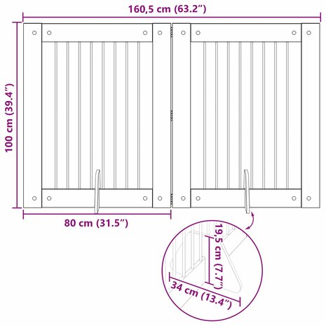 Hondenhekje met standaards 2 pcs Sonoma Eiken 80 x 100 cm 10