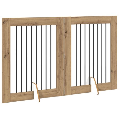 Hondenhekje met standaards 2 pcs Artisanaal eiken 80 x 100 cm 4