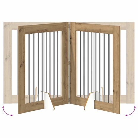 Hondenhekje met standaards 2 pcs Artisanaal eiken 80 x 100 cm 8
