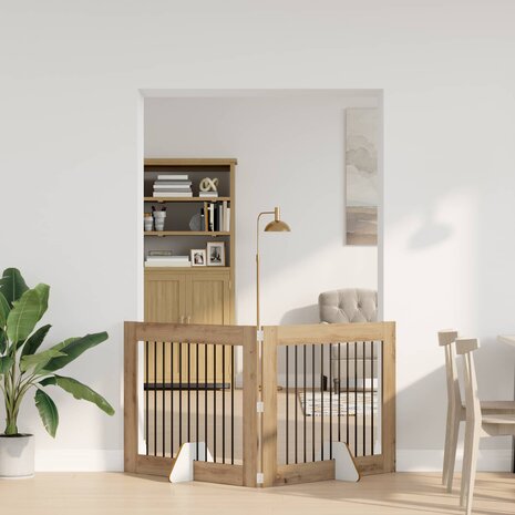 Hondenhekje met standaards 2 pcs Artisanaal eiken 100 x 80 cm 3