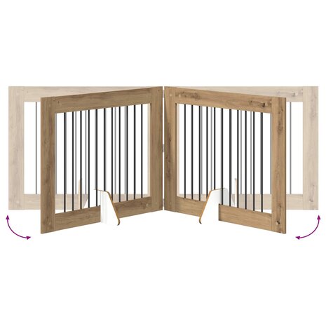 Hondenhekje met standaards 2 pcs Artisanaal eiken 100 x 80 cm 8