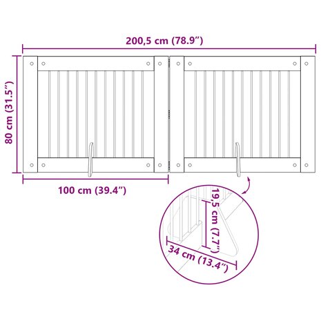Hondenhekje met standaards 2 pcs Artisanaal eiken 100 x 80 cm 10