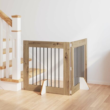 Hondenhekje met standaards 2 pcs Artisanaal eiken 80 x 80 cm 1