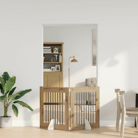 Hondenhekje met standaards 2 pcs Artisanaal eiken 80 x 80 cm 3