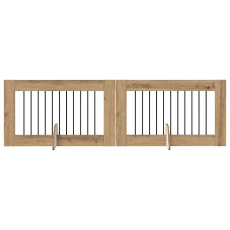 Hondenhekje met standaards 2 pcs Artisanaal eiken 100 x 60 cm 2