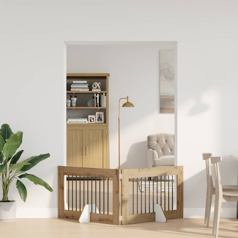 Hondenhekje met standaards 2 pcs Artisanaal eiken 100 x 60 cm 3