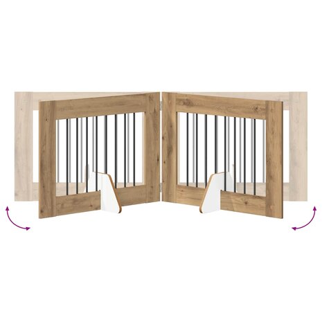 Hondenhekje met standaards 2 pcs Artisanaal eiken 80 x 60 cm 8