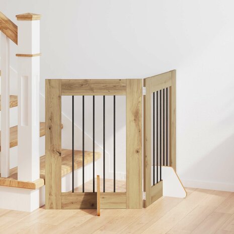 Hondenhekje met standaards 2 pcs Artisanaal eiken 60 x 60 cm 1