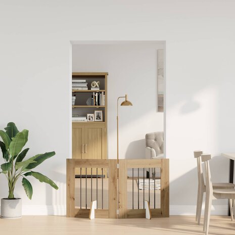 Hondenhekje met standaards 2 pcs Artisanaal eiken 60 x 60 cm 3