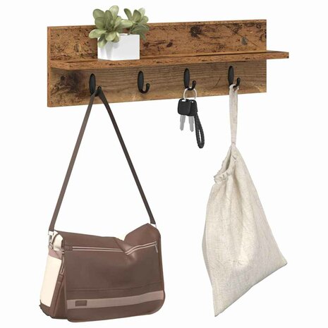Wandgemonteerde kapstok Oudhout 60 x 10,5 x 18 cm Bewerkt hout 3