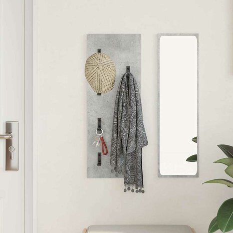 Wandgemonteerde kapstok met opslag Beton Grijs 30 x 1,5 x 80 cm 4