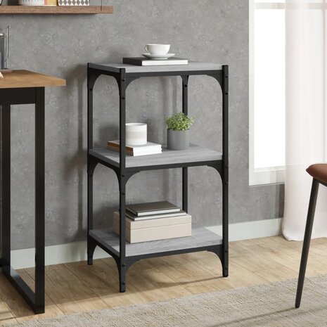 Boekenkast 40x33x70,5 cm hout en staal grijs sonoma eikenkleur 1