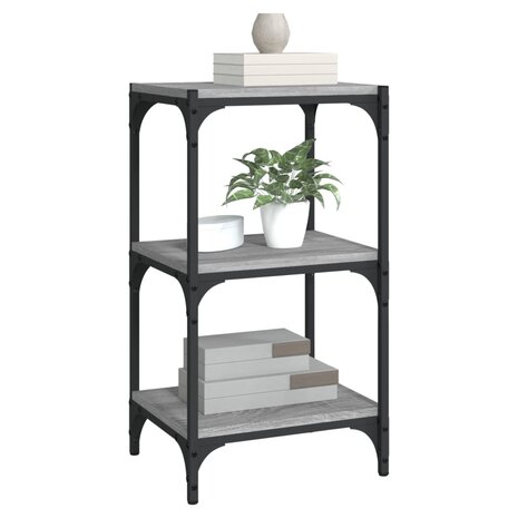 Boekenkast 40x33x70,5 cm hout en staal grijs sonoma eikenkleur 4