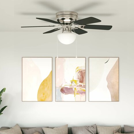 Plafondventilator met licht &Oslash; 82 cm Zwart 1
