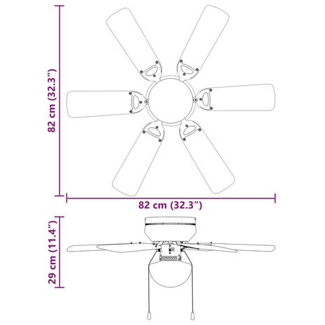 Plafondventilator met licht &Oslash; 82 cm Zwart 9