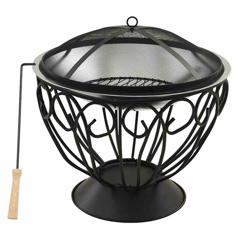 Vuurschaal en barbecue 2-in-1 met pook 59x59x60 cm rvs 2