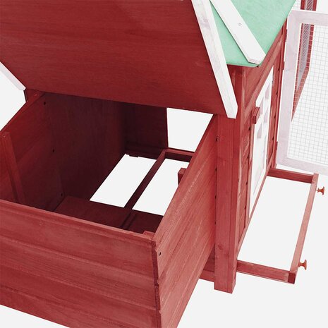 Kippenhok met nestkast 190x72x102 massief vurenhout rood 8